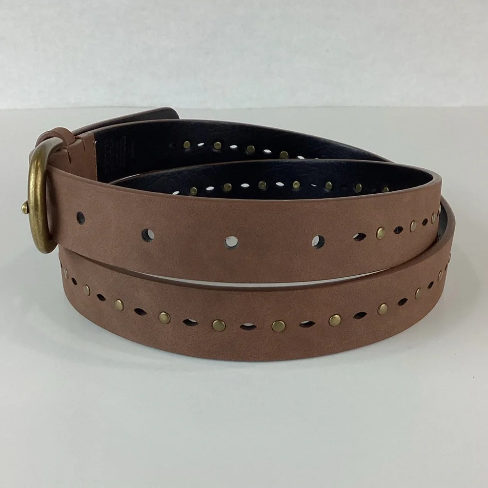 FRYE AND CO. Brown and Gold Belt with Classic Buckle | L